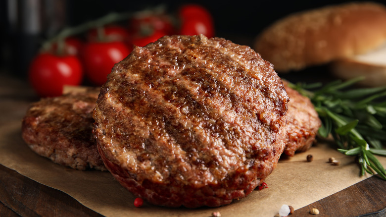 Grilled hamburger patties