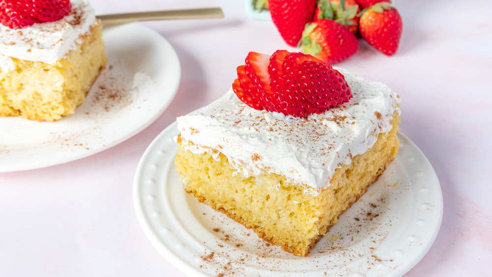 slice of tres leches cake